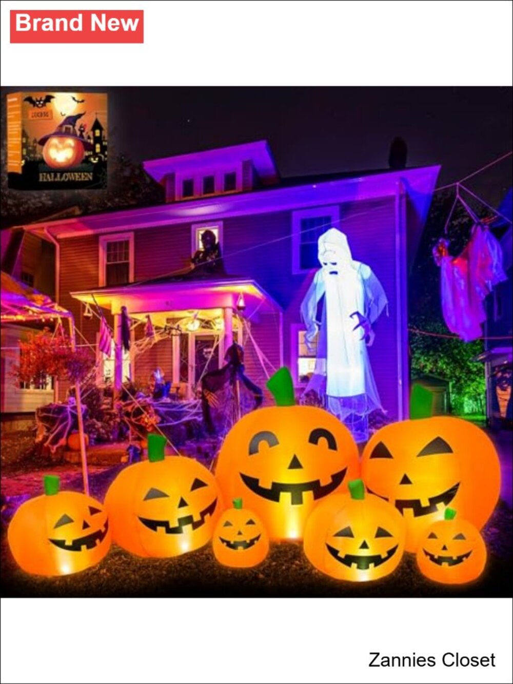 👻 7.5 Ft Inflatable Pumpkins LED Lights Oxford Cloth Halloween Yard Decor
